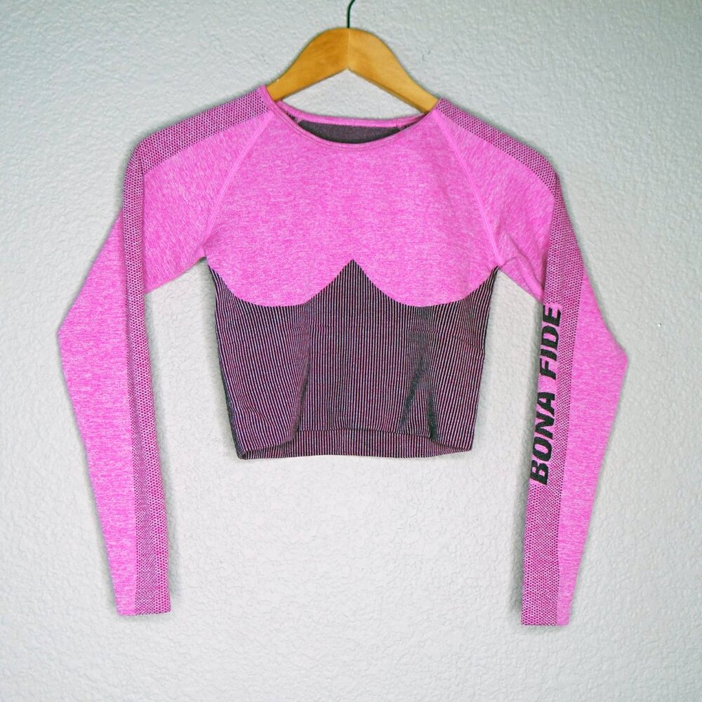 Bona Fide Seamless Workout Top Majestic Rash Pink Sz. S / 4 / Sexy Gym Crop Top
